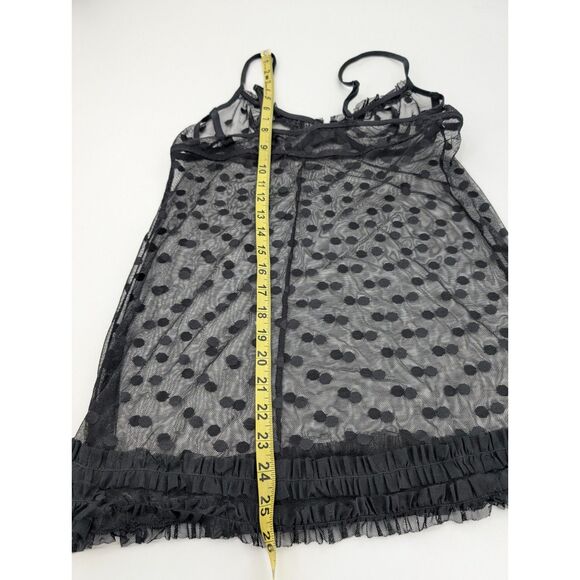 Black Pink Trim Bow Lace Stretchy Adjustable Nighty Pajamas Size Medium - Picture 5 of 6